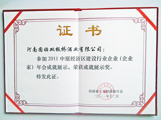 中原经济区建设行业企业成就展示奖